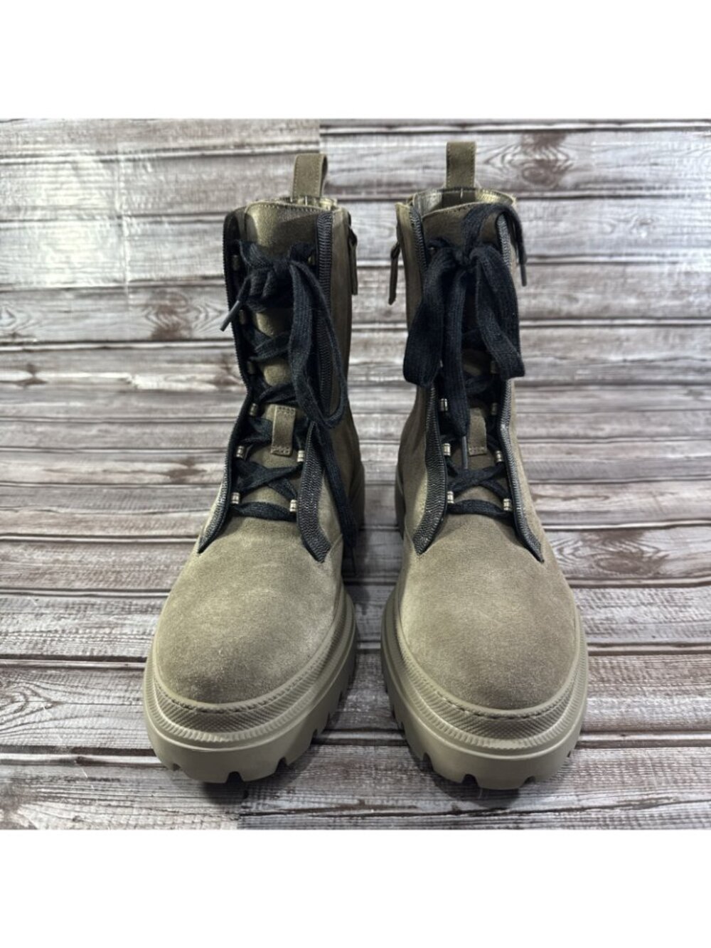 BRUNELLO CUCINELLI Suede Boots Monili Trims Size 40.5 EU 10.5 US Grey New $1183 - Picture 2 of 11